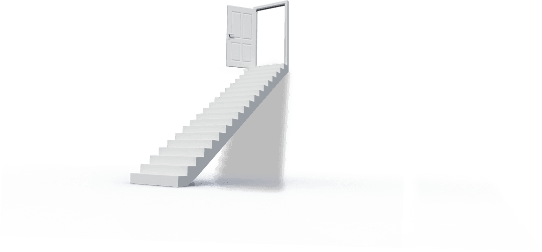 Staircase Leading to Open Door with Transparent Effect