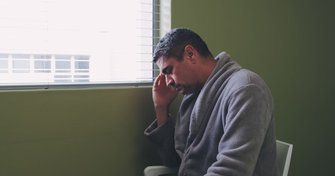 Man Sitting by Window Feeling Depressed - Free Images, Stock Photos and Pictures on Pikwizard.com