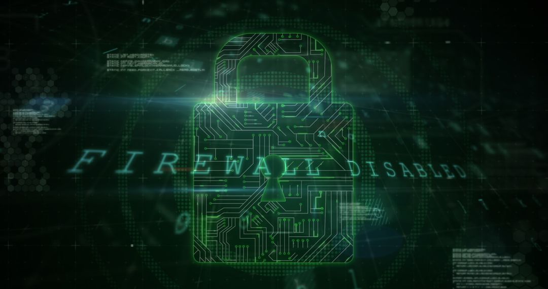 Digital Padlock with Cybersecurity Notice in Virtual Environment