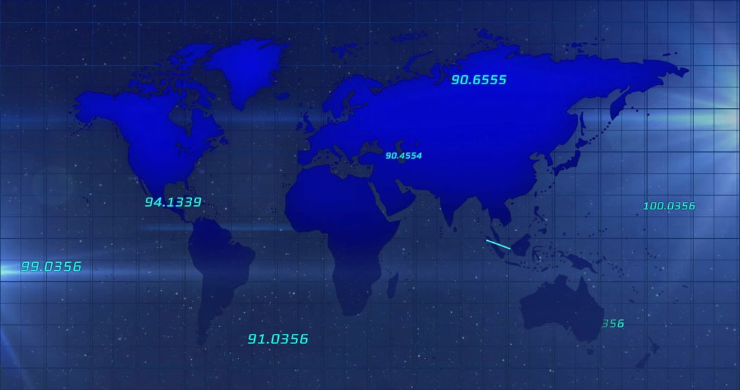 Global Data Network with Digital World Map