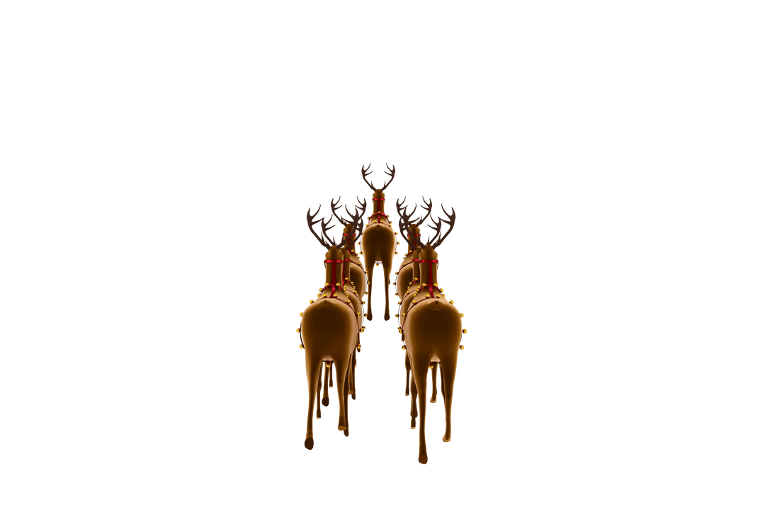 Festive Reindeer Herd in Sleigh Form Transparent Background