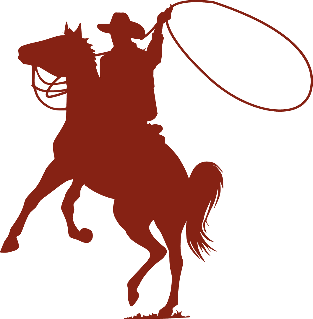 Silhouette Cowboy Roping on Rearing Horse Transparent Design