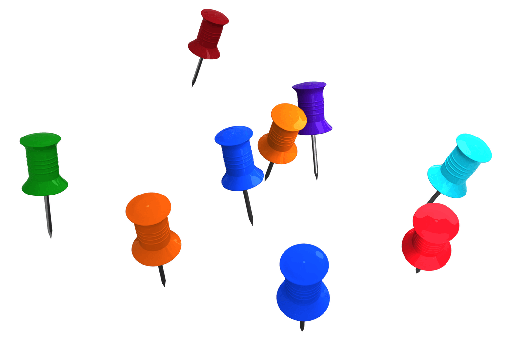 Colorful Push Pins on Transparent Background for Notes and Reminder Concepts - Download Free Stock Images Pikwizard.com