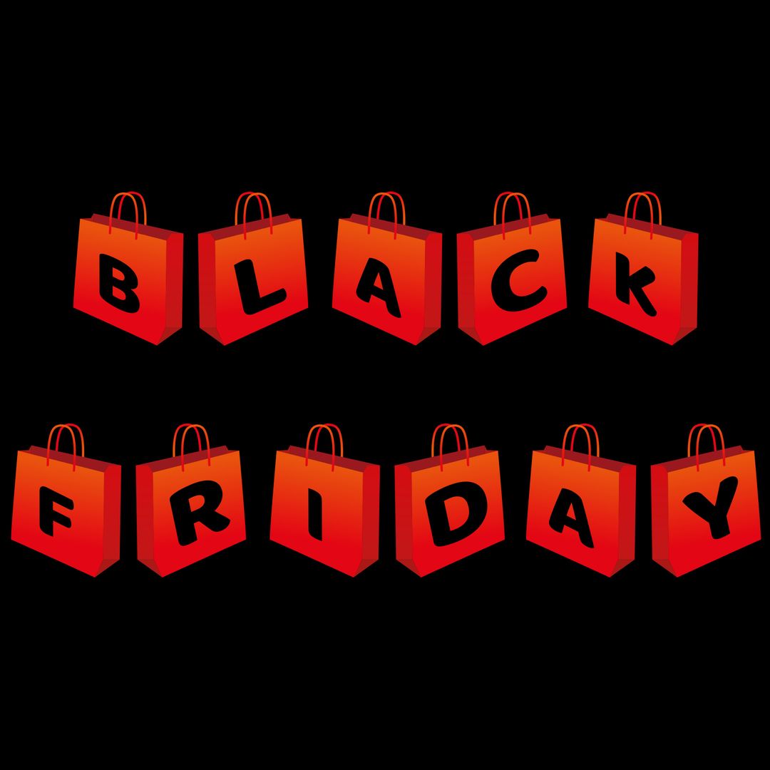 Bold Red Shopping Bags Highlighting Black Friday on Dark Background