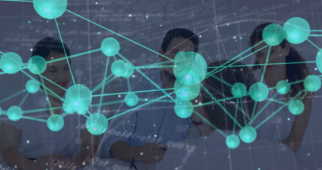 Medical Researchers Analyzing Network Data Visualization