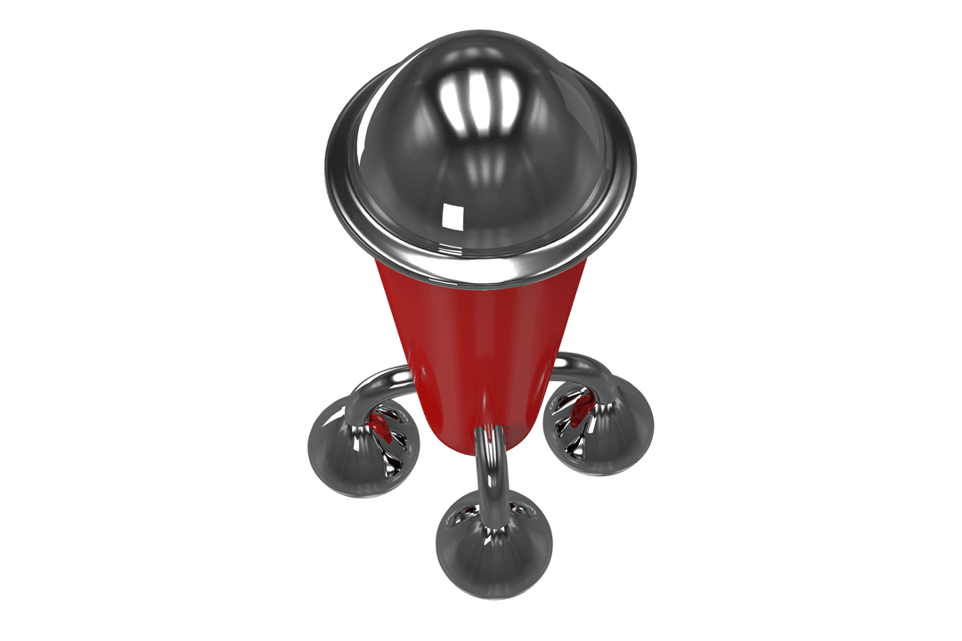 Red and Silver Abstract Shape on Transparent Background Illustration