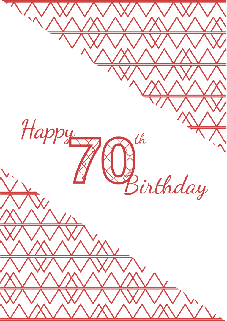 Red Happy 70th Birthday Text on Transparent Background