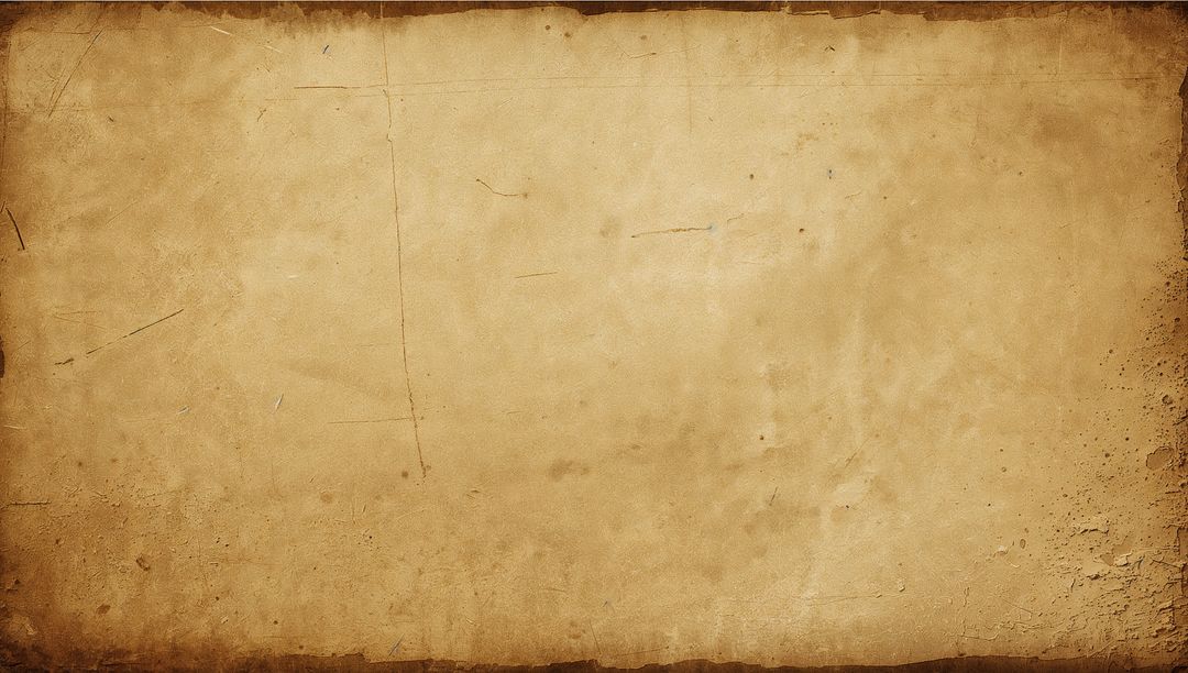Aged parchment sheet with scorched borders, mottled sepia texture and distressed vellum