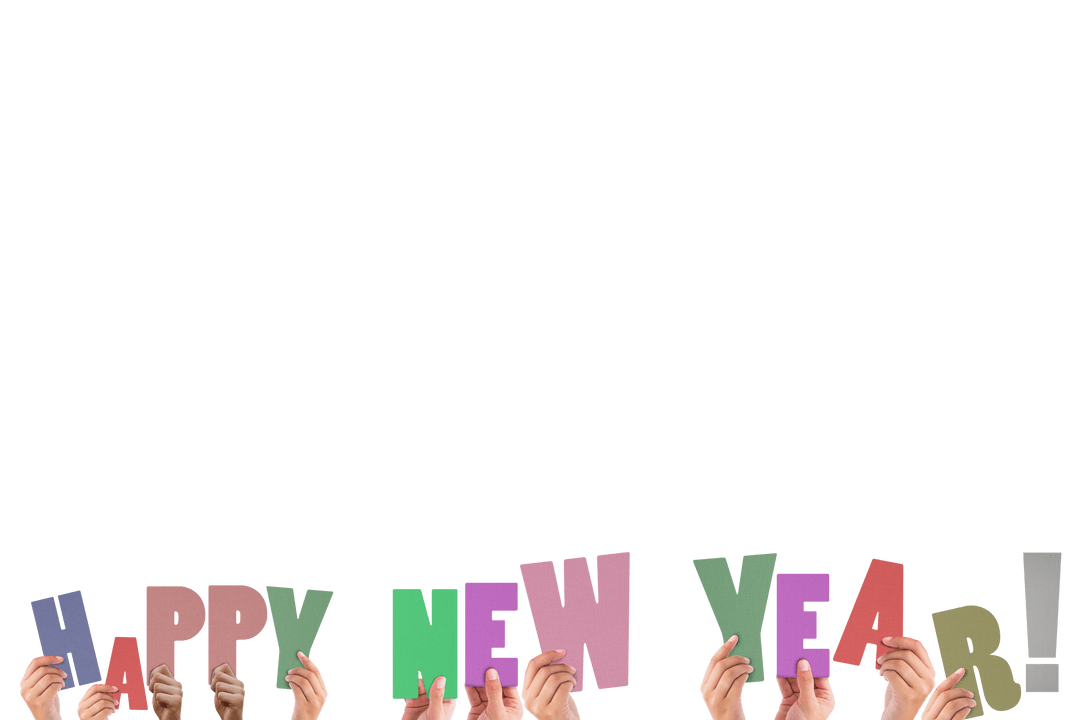 Transparent Hands Holding Colorful New Year Greeting