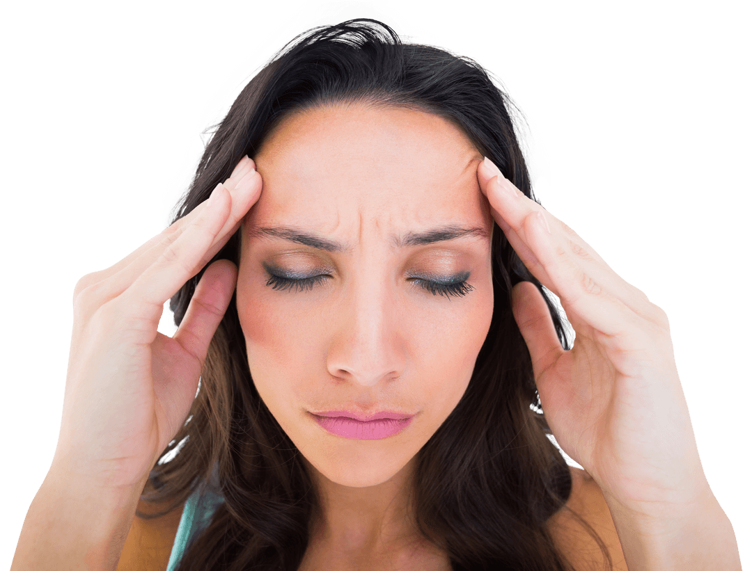 Stress-Relief Concepts with Headache Focus on Transparent Background