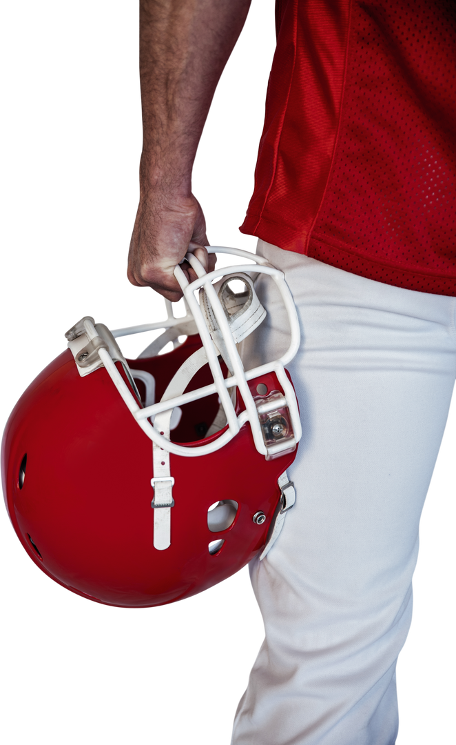 Transparent Midsection of Athlete Holding Red Football Helmet - Download Free Stock Images Pikwizard.com