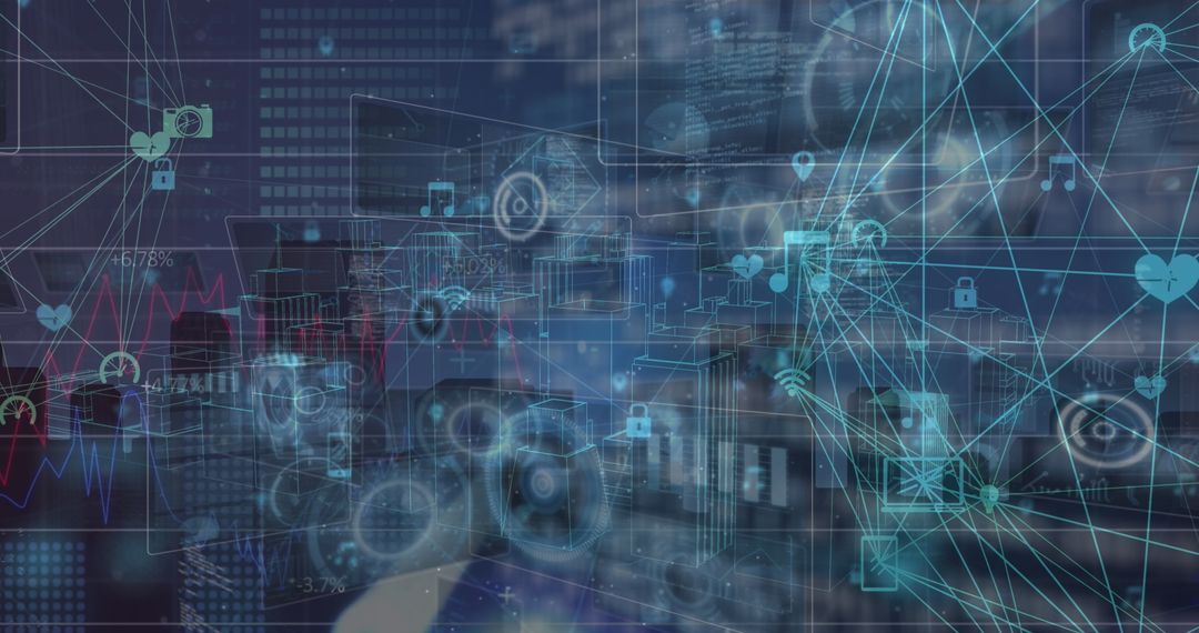 Futuristic Digital Data Processing and Global Network Connections