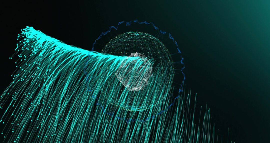 Futuristic Digital Globe with Luminescent Light Trails