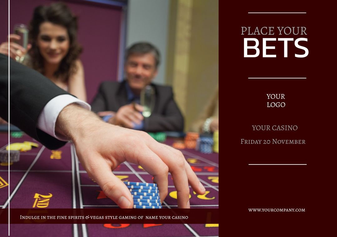 Casino Night Event Poster Featuring Gambling Table and Betting Chips - Download Free Stock Templates Pikwizard.com