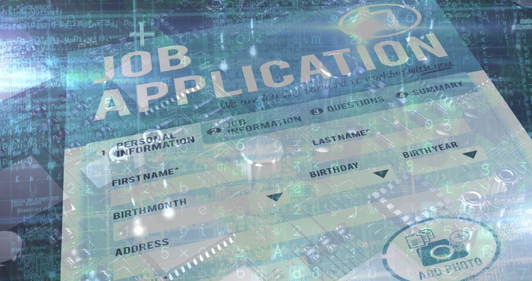 Digital Job Application Concept Overlay with Microprocessor