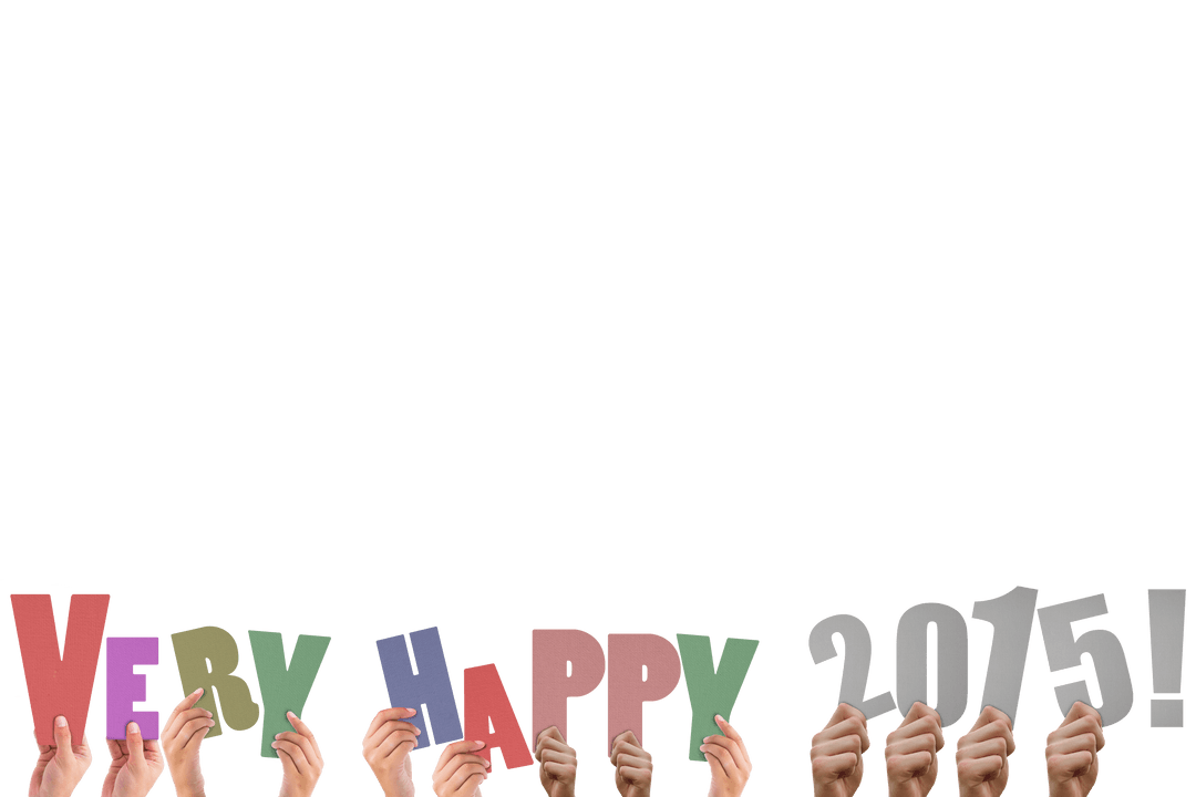 Colorful Happy New Year Text on Transparent Background