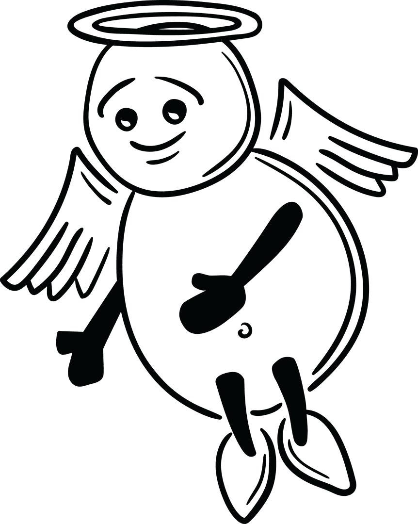 Transparent Cartoon Angel with Smile and Halo