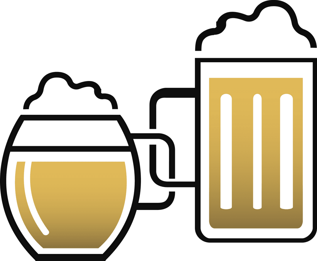 Transparent Beer Mugs with Refreshing Drink Vector Illustration