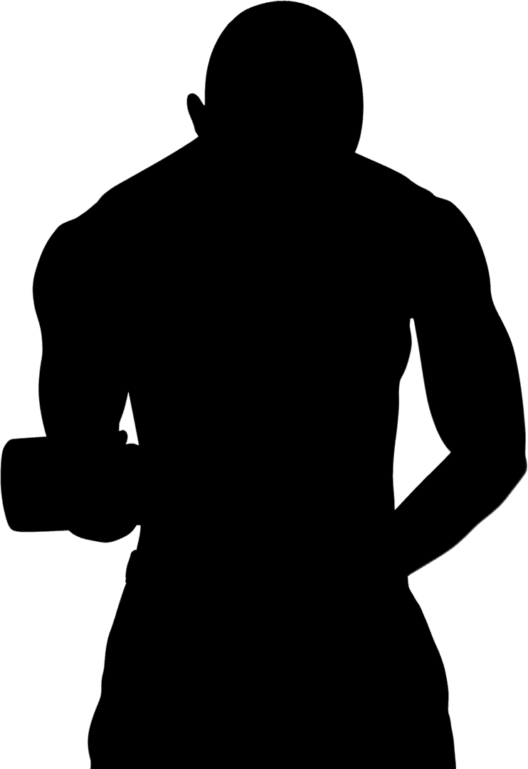 Transparent Silhouette of Man Lifting Dumbbell Workout Fitness