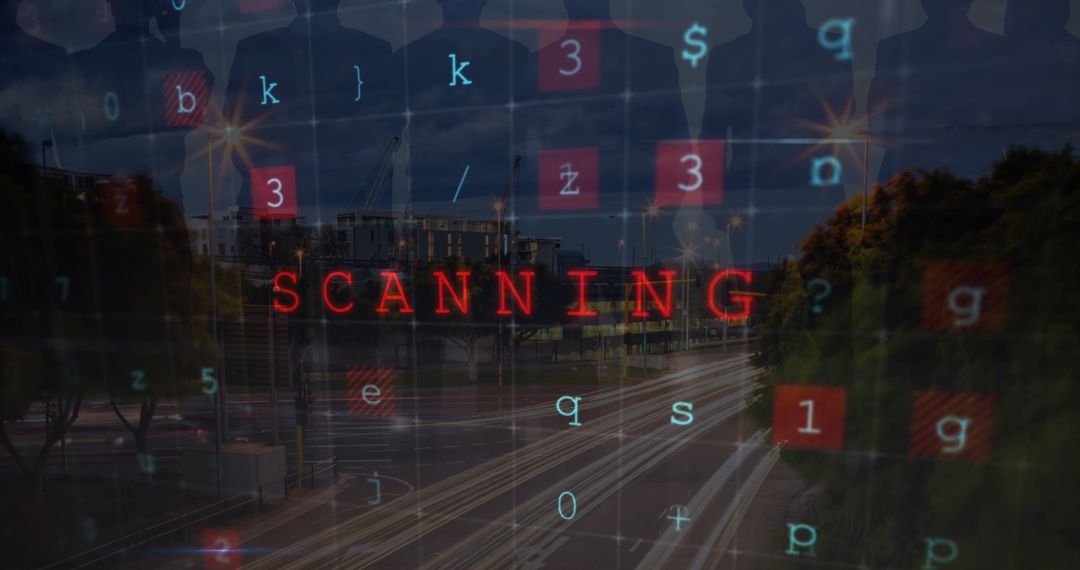 Cyber Attack Warning Over Cityscape with Digital Overlay