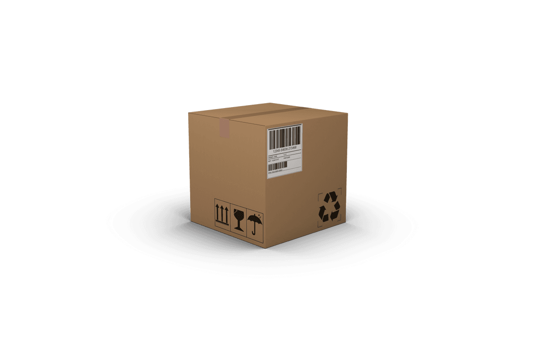 Cardboard Box on Transparent Background for Shipping Concepts