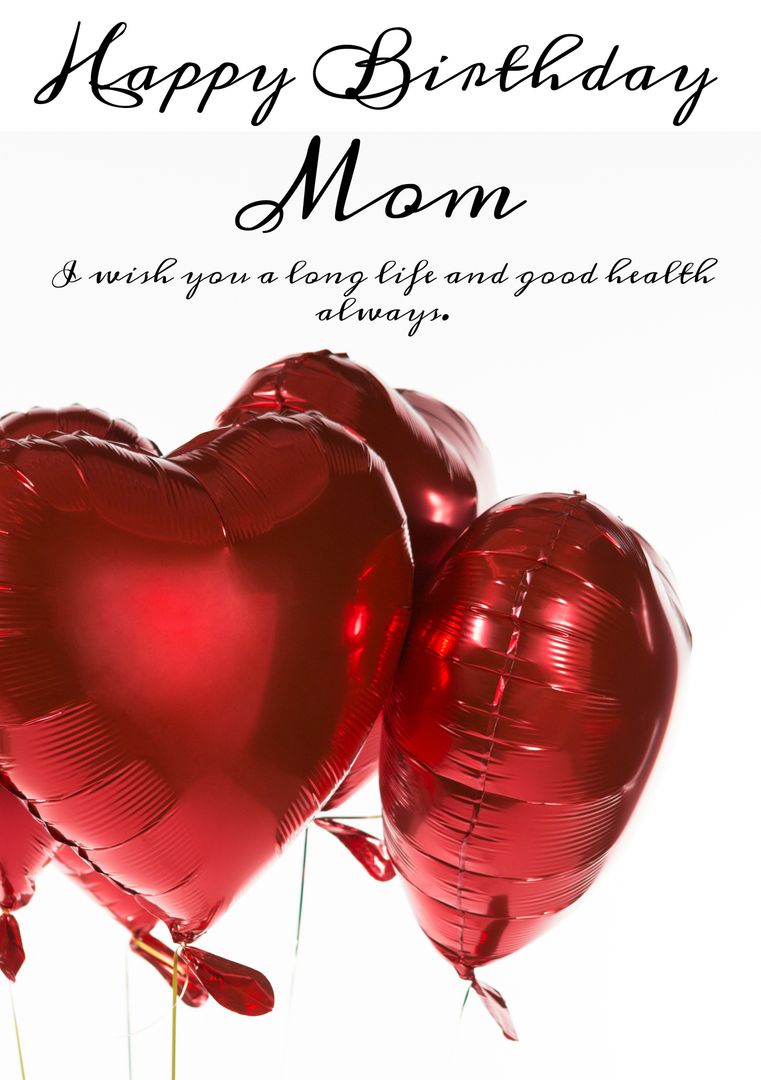 Birthday Greeting Card with Heart Balloons for Mom - Download Free Stock Templates Pikwizard.com