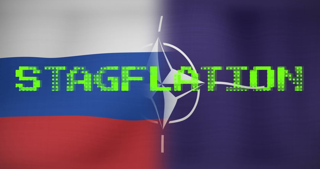 Stagflation Concept with Russia and NATO Flags