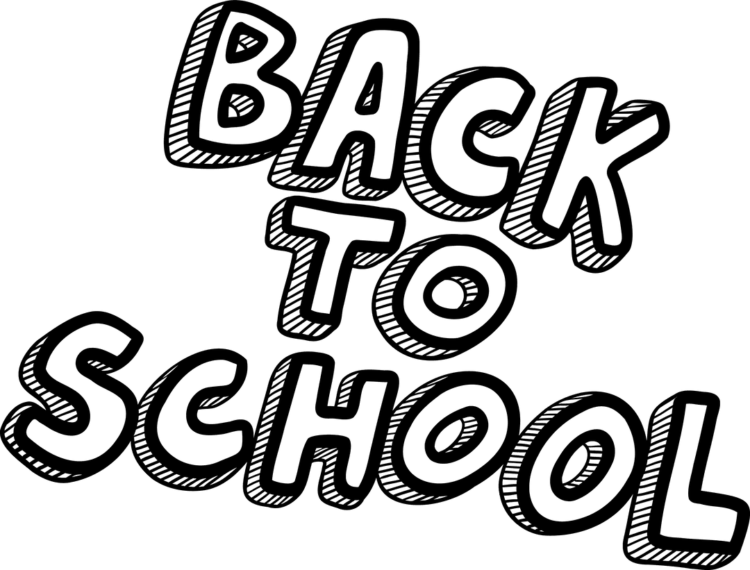 Cartoon Style Back to School Typography with Transparent Background