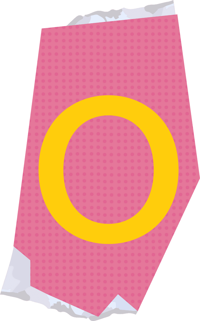 Abstract Torn Pink Paper with Yellow Ring Design on Transparent Background