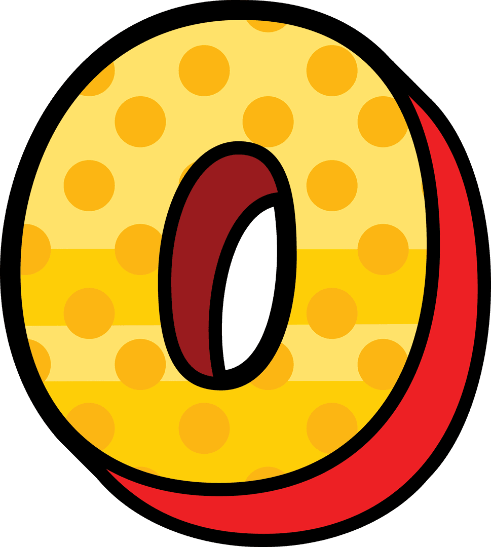 Colorful Letter O with Polka Dots Transparent Illustration