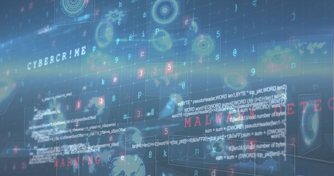 Data Scanning Cyberattack Alert on Digital Interface Screens