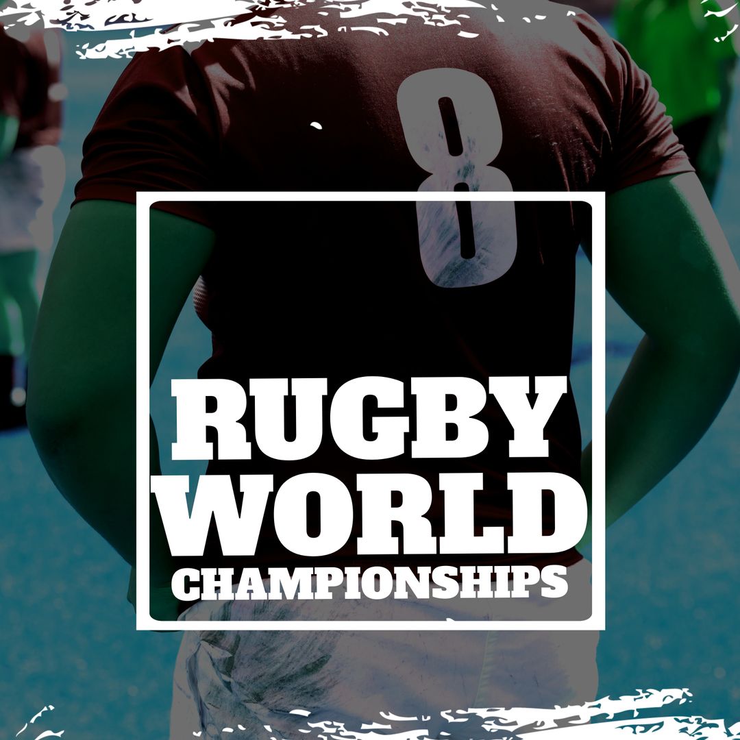 Rugby Player with Championship Overlay and Number 8 Jersey