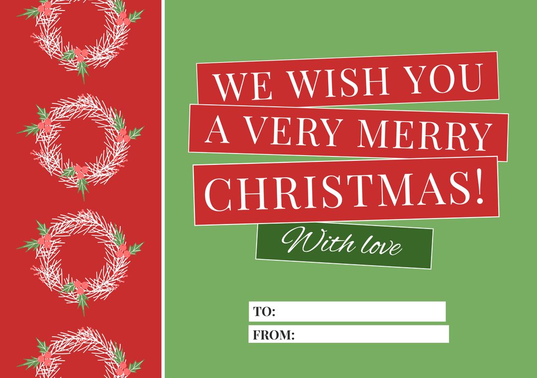 Christmas Greeting Card with Holiday Wishes and Wreath Decorations - Download Free Stock Templates Pikwizard.com