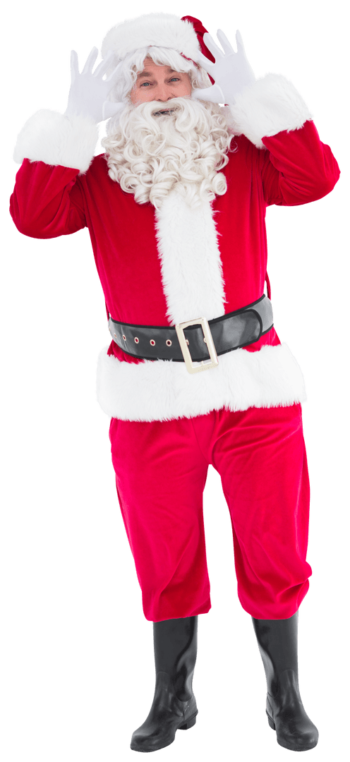 Transparent Santa Claus Joyfully Posing with Open Arms
