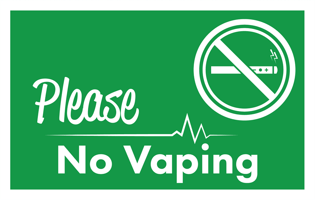 Transparent No Vaping Sign on Green Background with Icon
