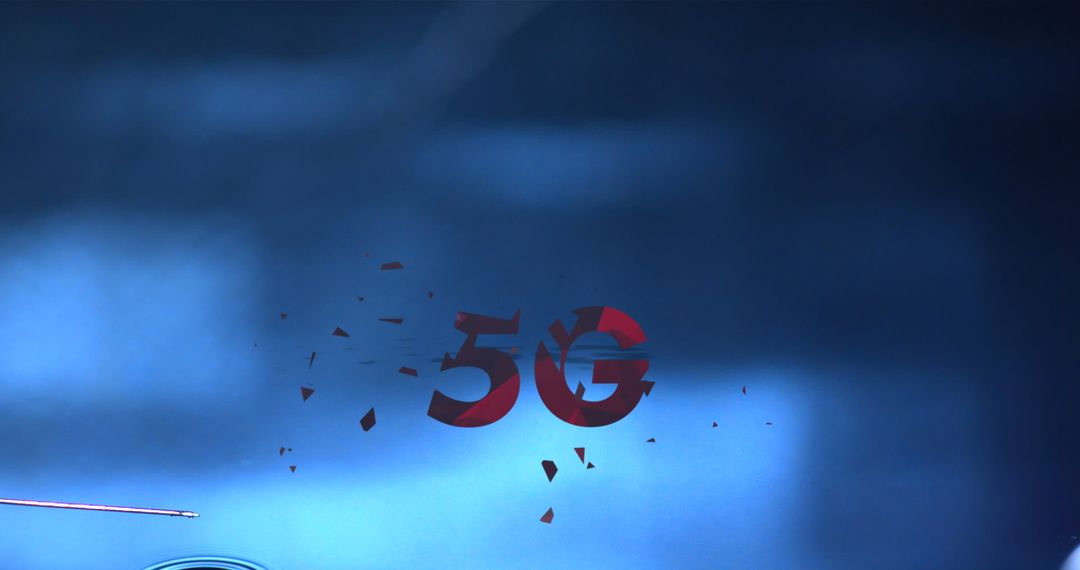 Floating 5G Text over Blue Water Surface