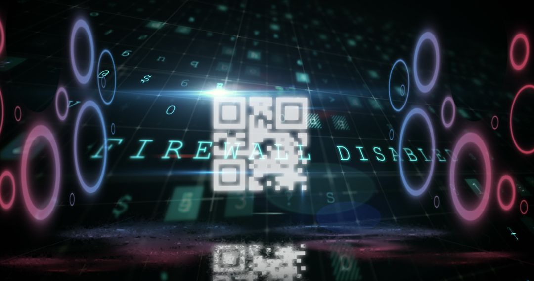Cybersecurity Threat with Glowing QR Code and Alerts