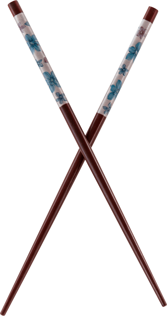 Elegant Bamboo Chopsticks with Floral Design Background Transparent