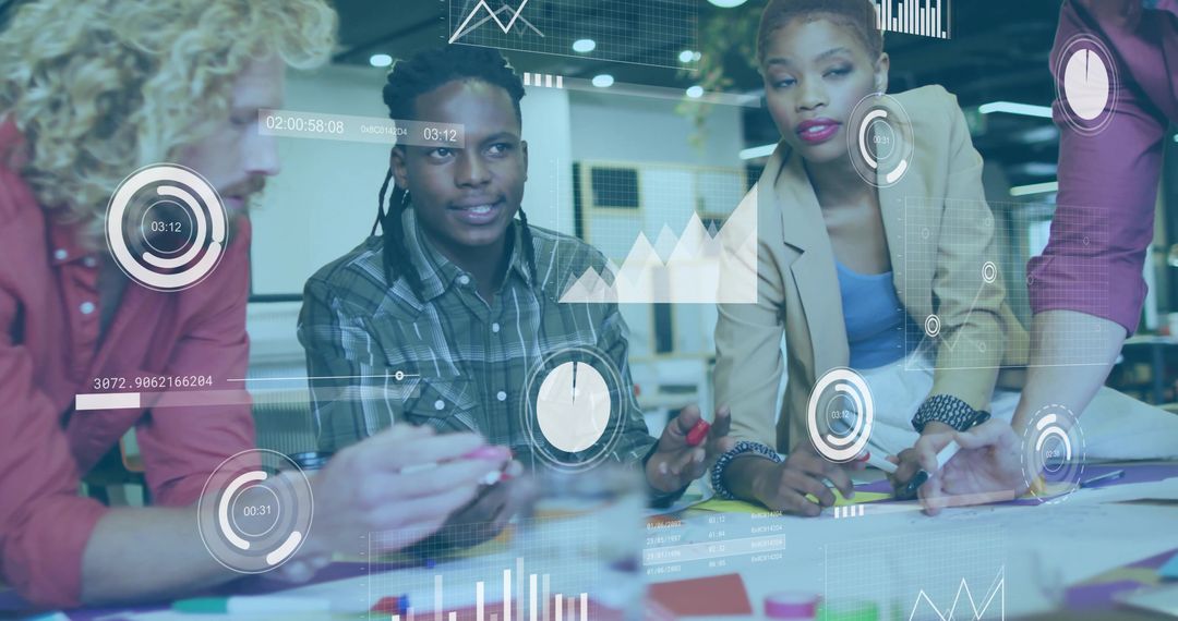 Diverse Team Analyzing Data Together for Strategic Solutions