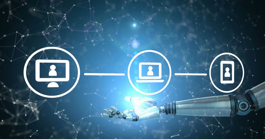 Futuristic Robotic Hand Holding AI Networking Flowchart - Free Images, Stock Photos and Pictures on Pikwizard.com