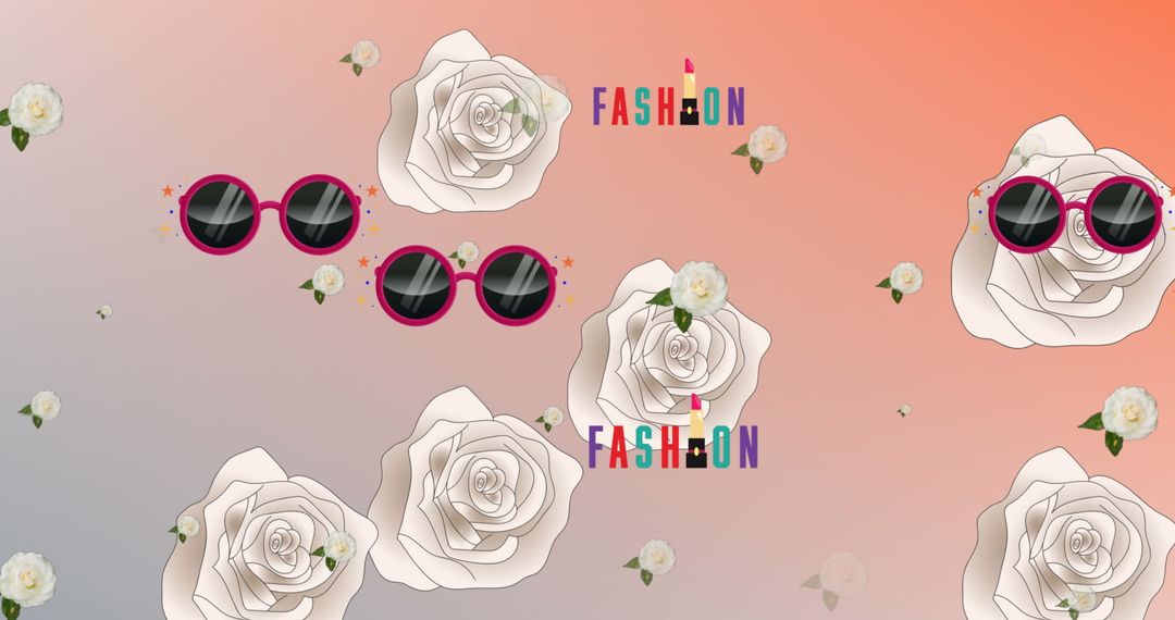 Roses and Sunglasses on Gradient Background