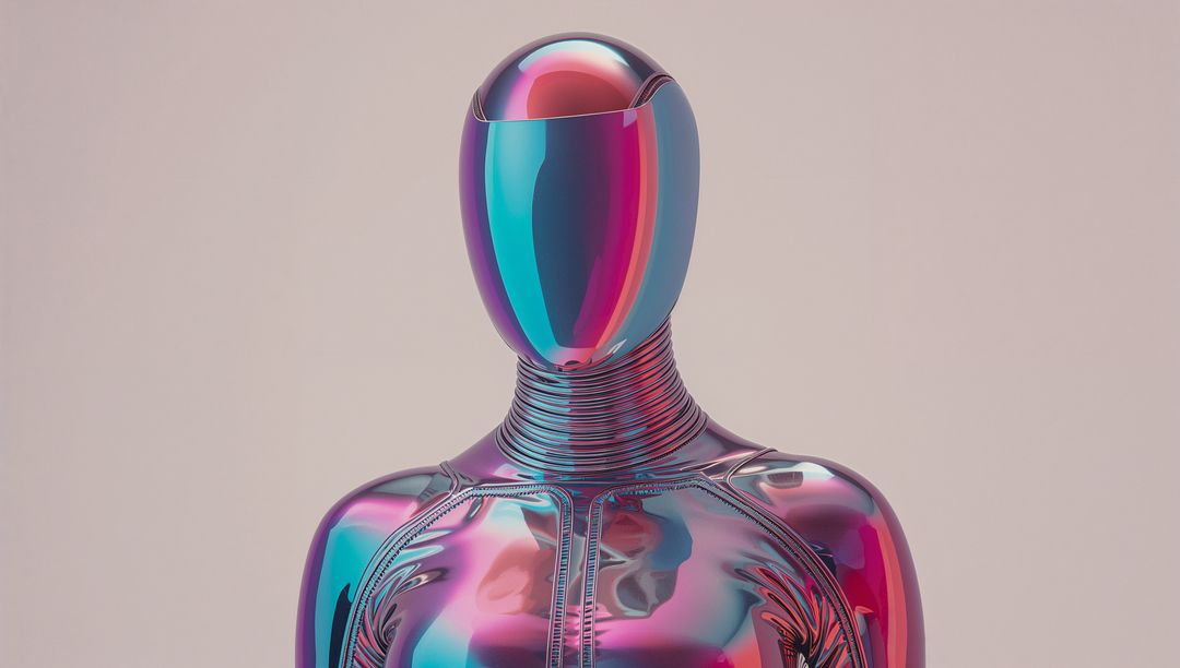 Futuristic Metallic Sculpture with Iridescent Gradient