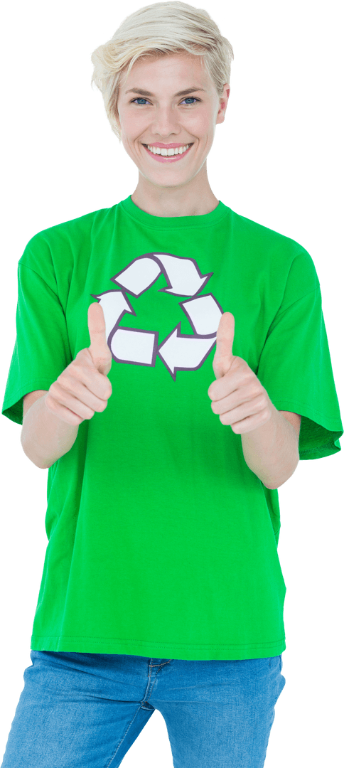 Ecology Enthusiast Giving Thumbs Up on Transparent Background
