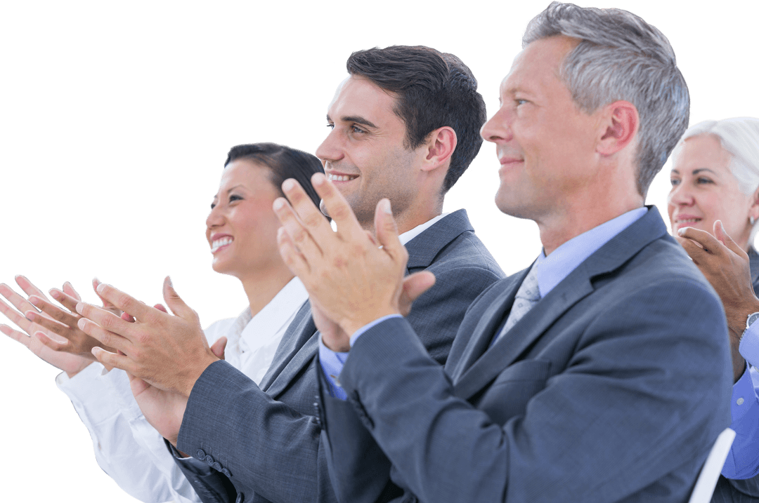 Transparent Diverse Business Professionals Clapping Congratulation