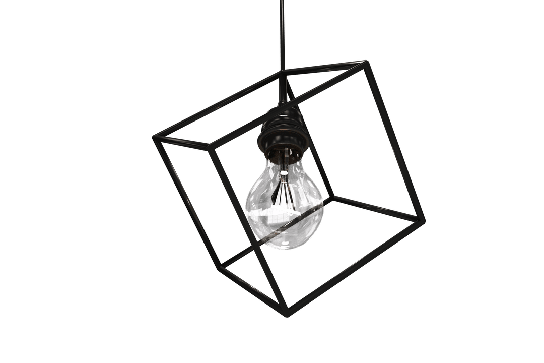 Modern Transparent Cube Pendant Light Fixture with Edison Bulb