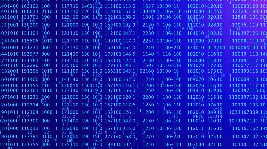 Digital screen with structured data in software interface visualization