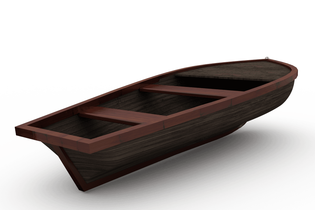 Digital Wooden Boat Isolated Transparent Background