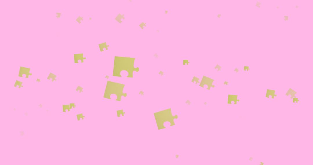Falling Puzzle Pieces on Pink Background Celebrating National Puzzle Day