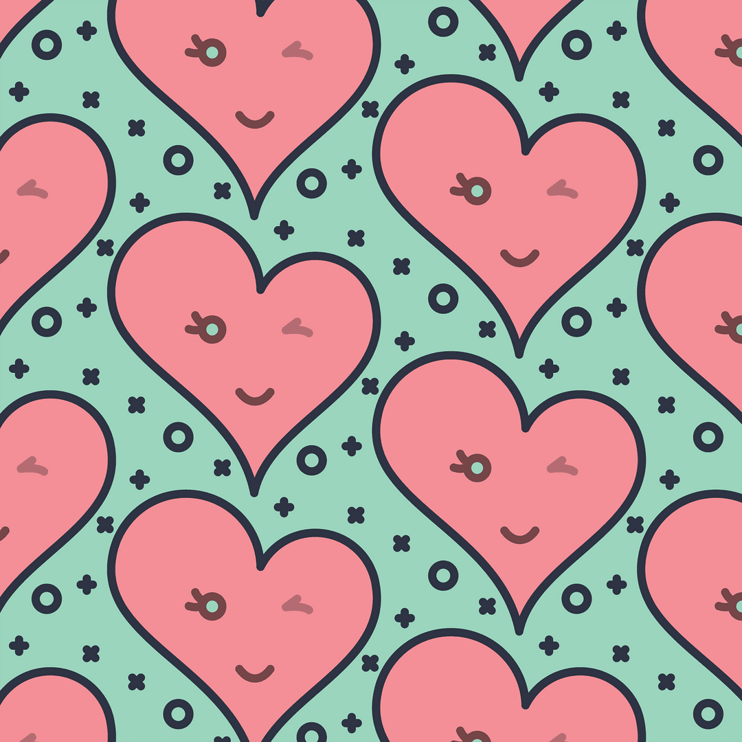 Playful Heart Pattern Illustration on Transparent Background