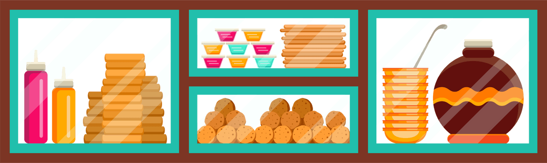 Flat Snack Stall with Dips and Bread Illustrating Transparent Options